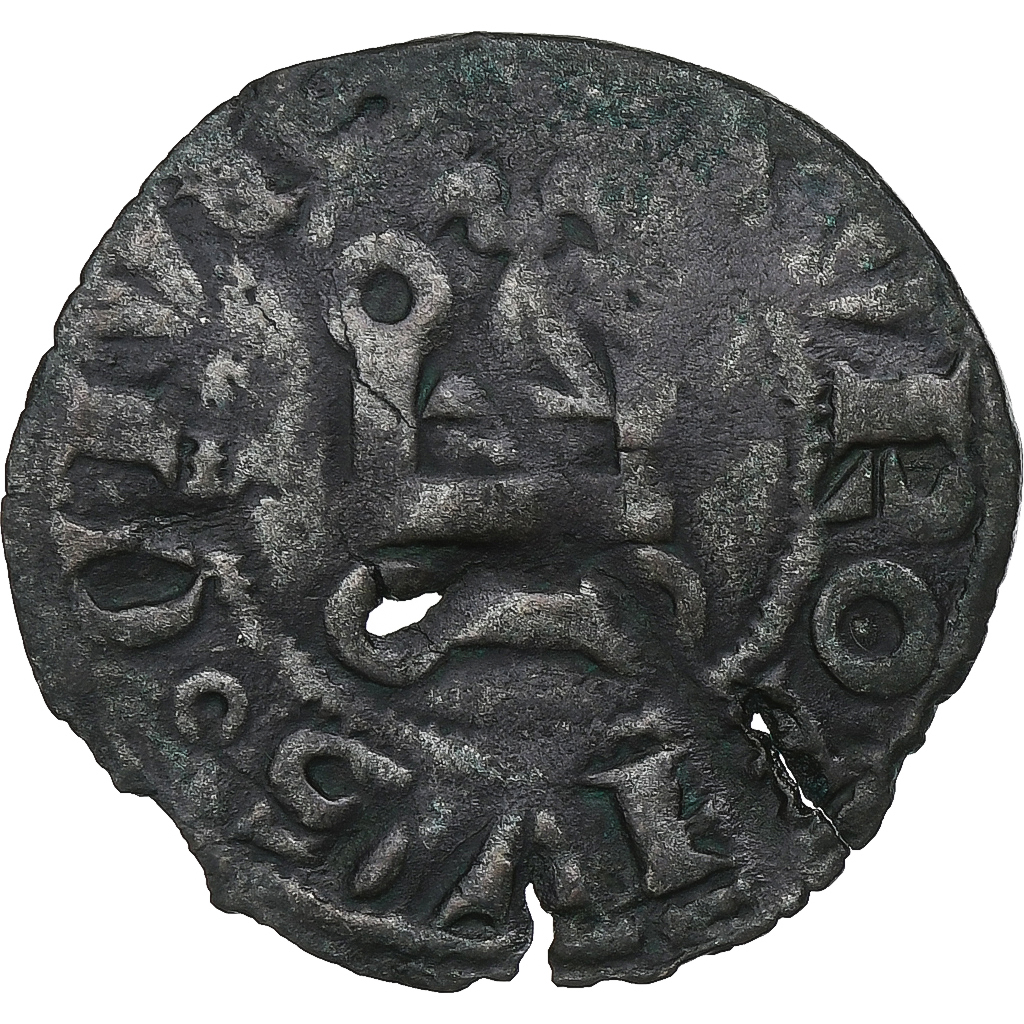 France, Jean II le Bon, Denier Tournois, 1355-1356, Billon, 