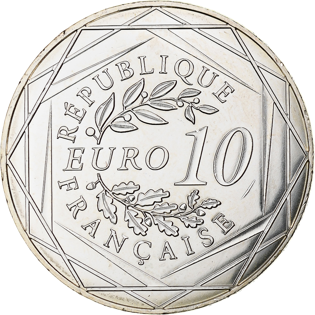 France, 10 Euro, UEFA Euro 2016, 2016, Monnaie de Paris, Argent, SPL