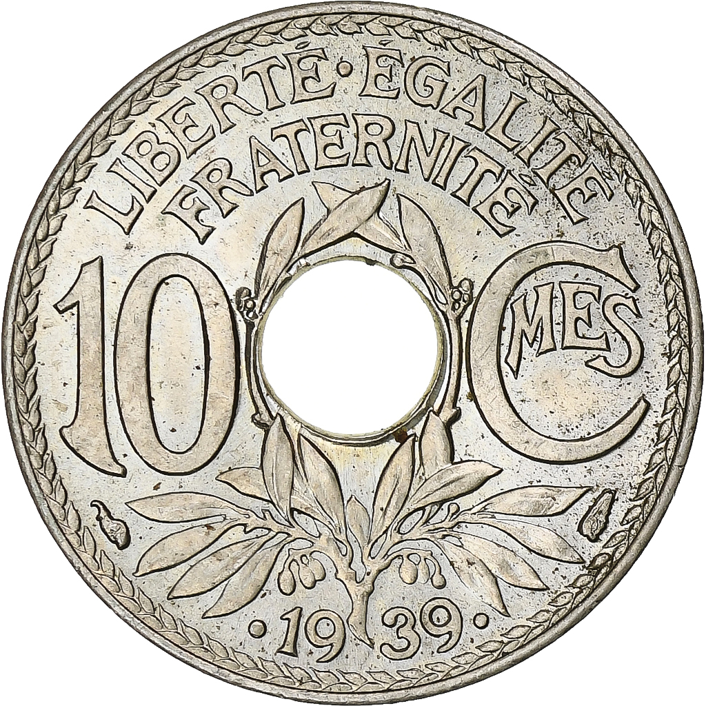 France, 10 Centimes, Lindauer, .1939., Paris, Maillechort, , Gadoury:287