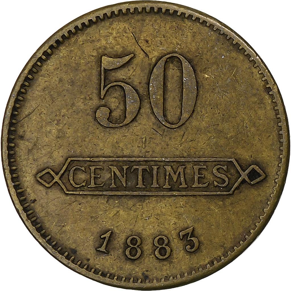 France, Aciéries de Longwy, Hôtel Economat, 50 Centimes, 1883, 