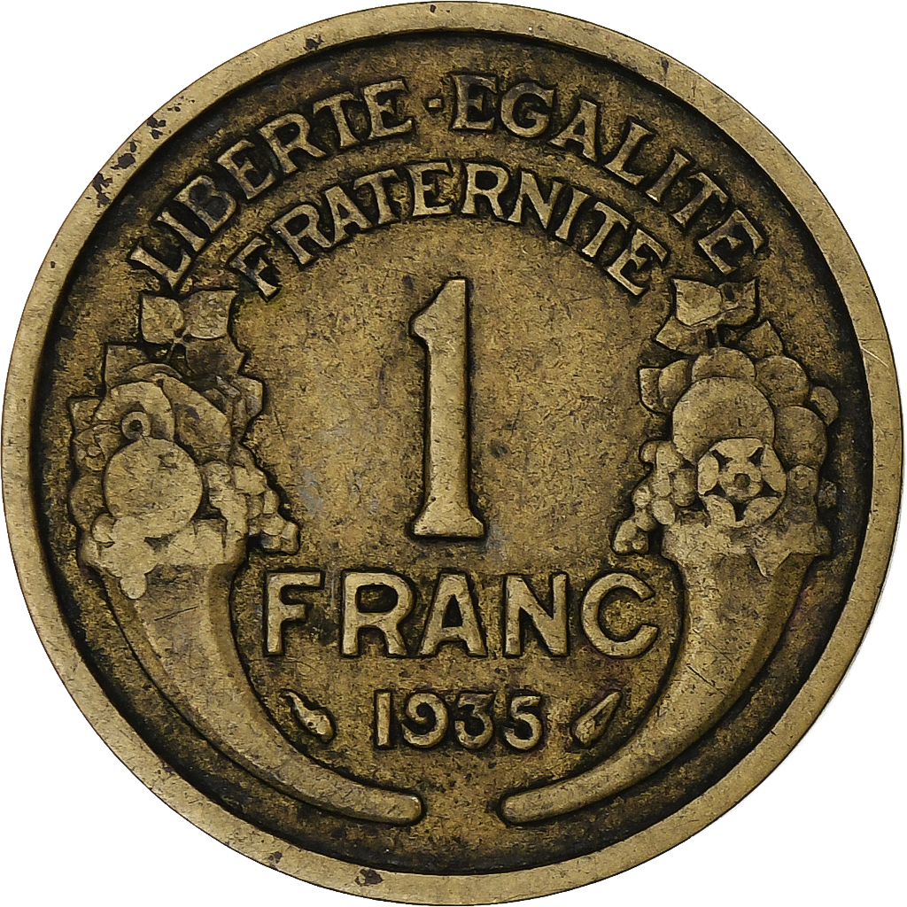France, Franc, Morlon, 1935, Paris, Cupro-Aluminium, , Gadoury:470