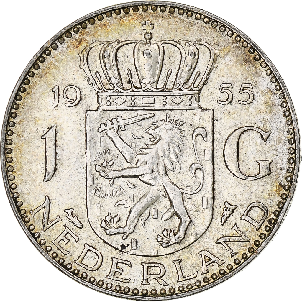 Netherlands, Juliana, Gulden, 1955, Utrecht, Silver, , KM:184