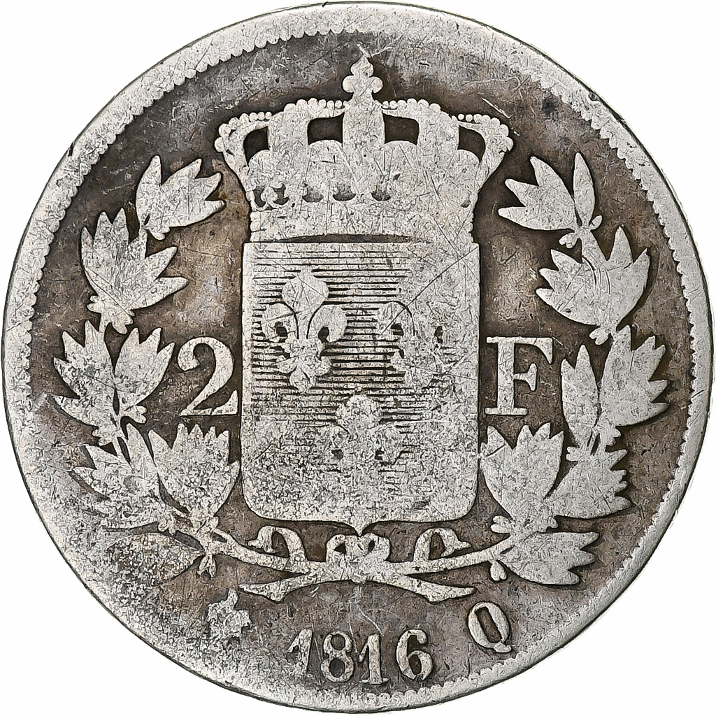 France, Louis XVIII, 2 Francs, 1816, Perpignan, Silver, , Gadoury:513