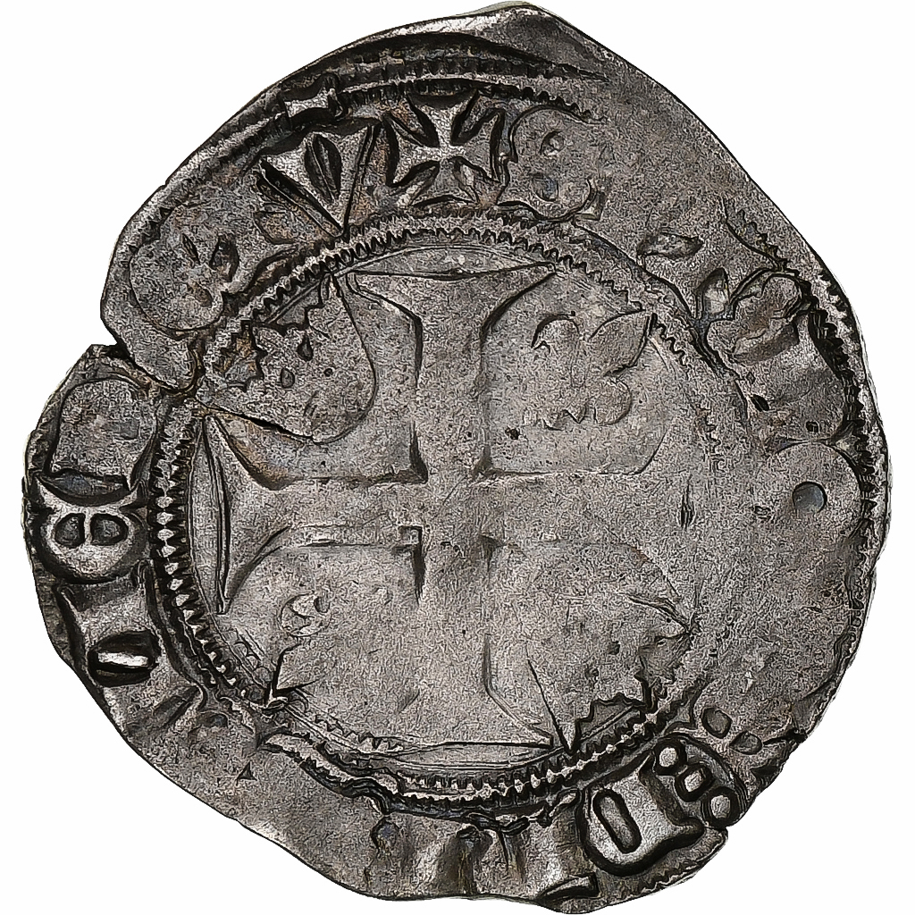 France, Charles VI, Blanc Guénar, Tournai, Billon, , Duplessy:377