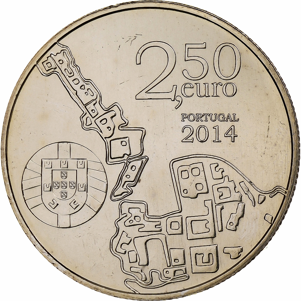 Portugal, 2,5 Euro, University of Coimbra, 2014, Lisbon, Kupfer-Nickel, UNZ
