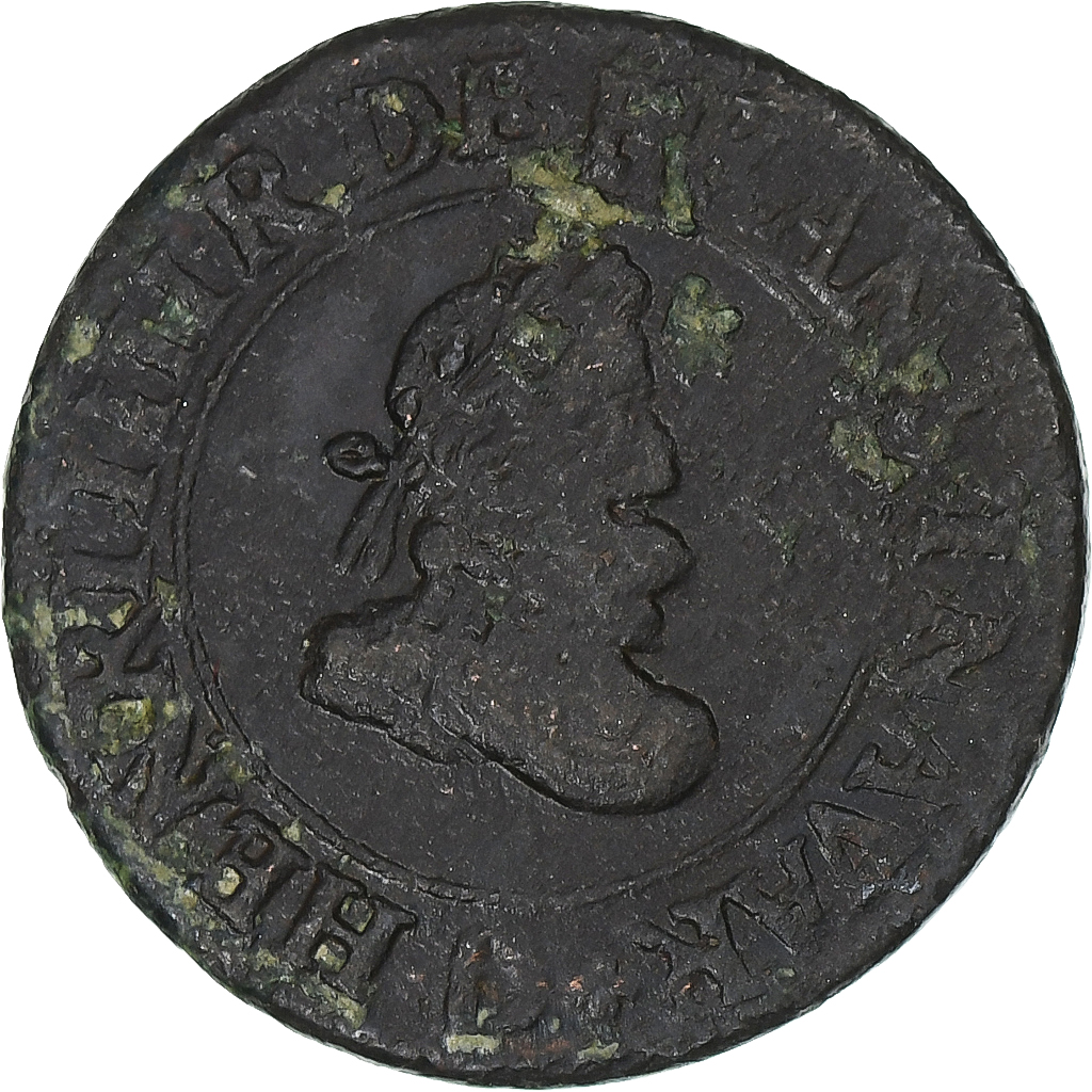 France, Henri IV, Double Tournois, 1608, Lyon, Copper, , Gadoury:538