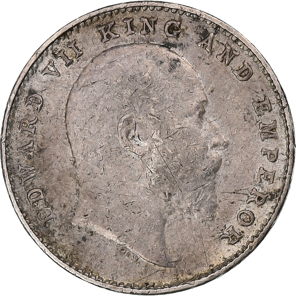 India-British, Edward VII, 2 Annas, 1910, Calcutta, Silver, , KM:505