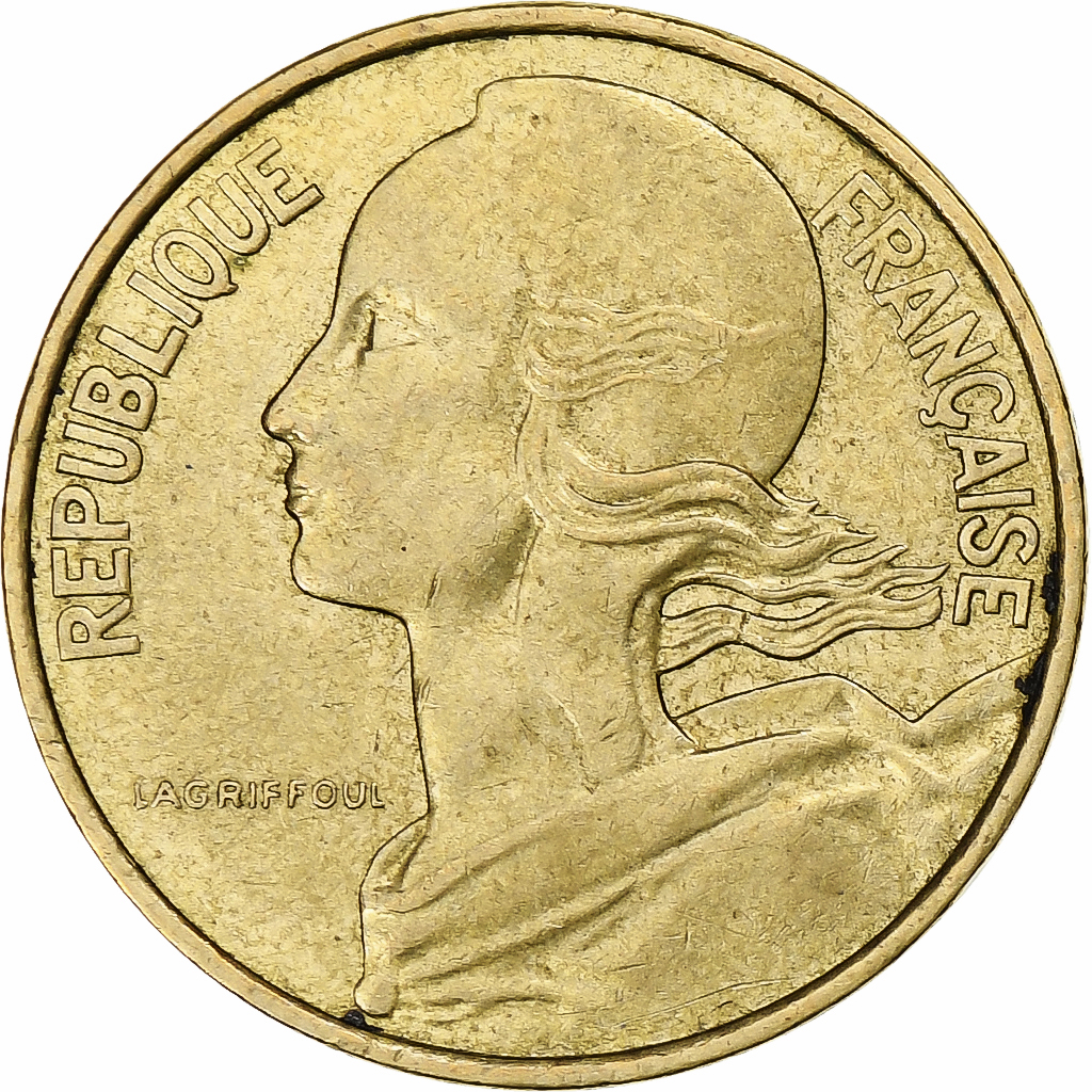 France, 10 Centimes, Marianne, 1976, Pessac, Aluminum-Bronze, 