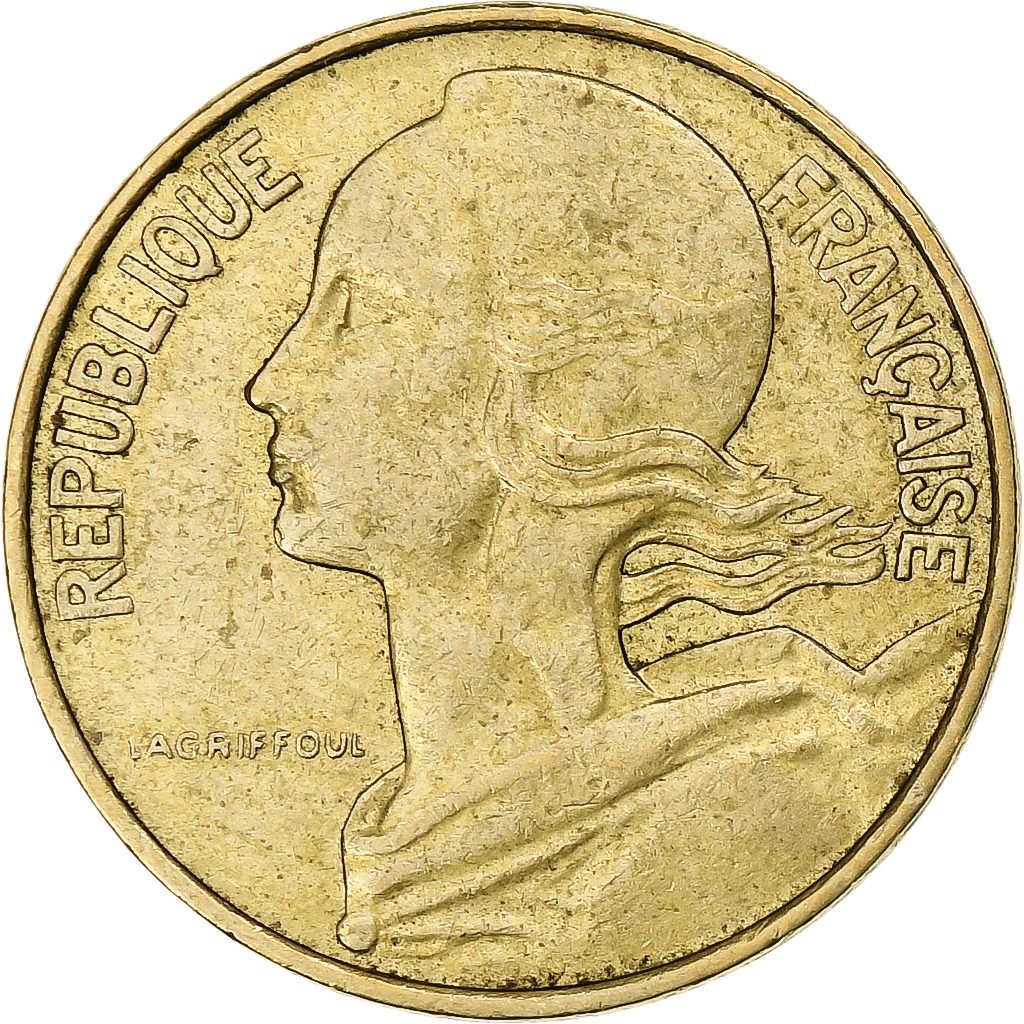 France, 10 Centimes, Marianne, 1977, Pessac, Aluminum-Bronze, EF
