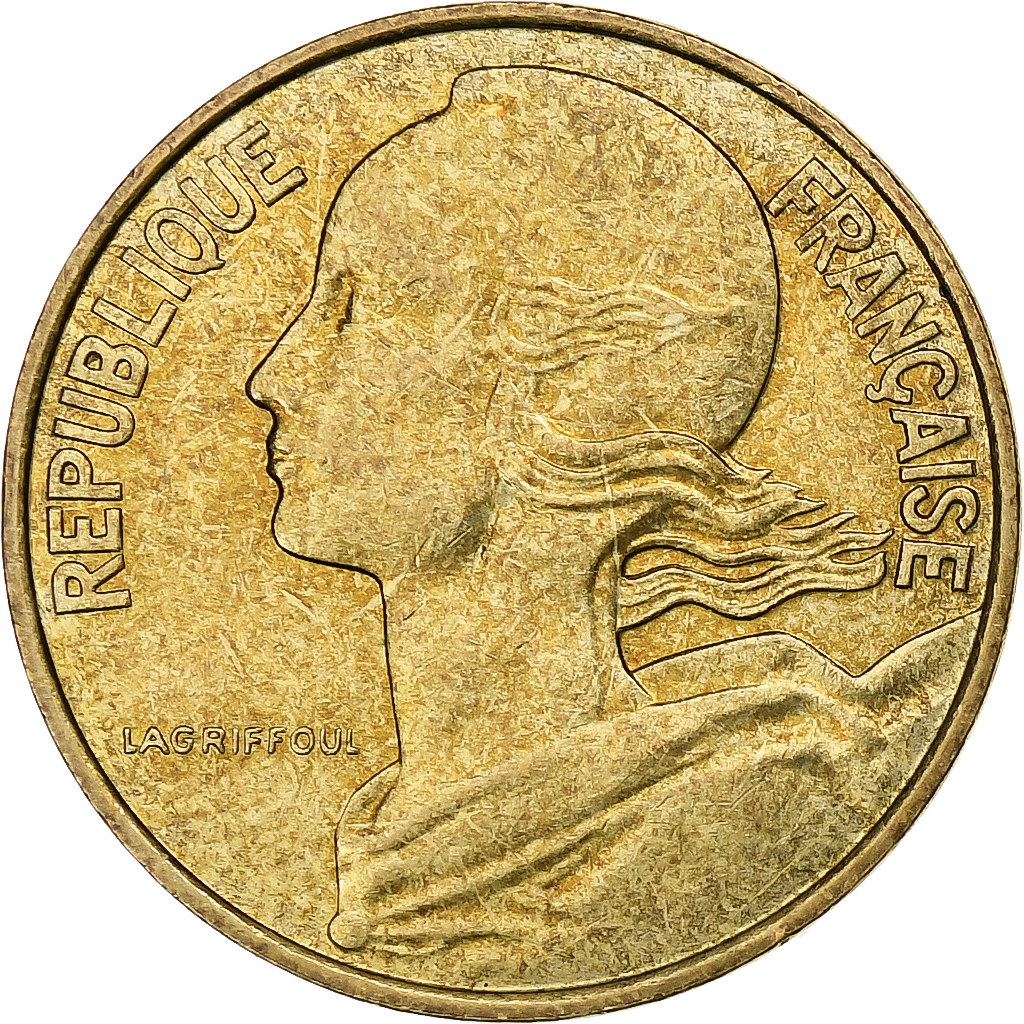 France, 10 Centimes, Marianne, 1993, Pessac, Aluminum-Bronze, 