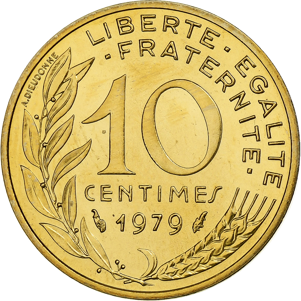 France, 10 Centimes, Marianne, 1979, Paris, Aluminum-Bronze, 