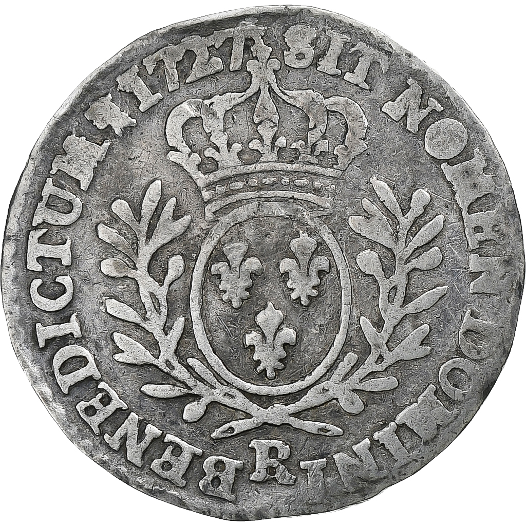 France, Louis XV, 1/20 Ecu aux branches d'olivier, 1727, Orléans, Silver
