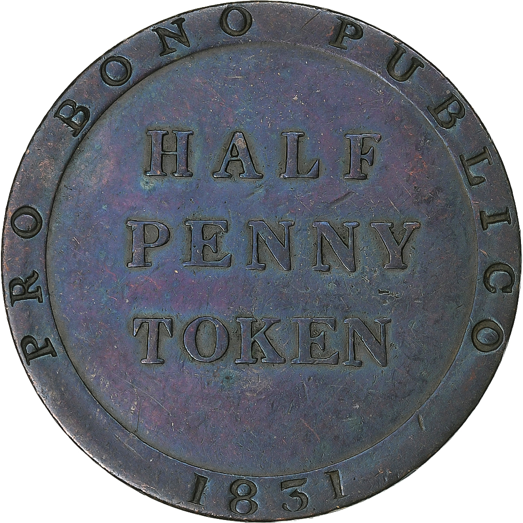 United Kingdom, Halfpenny Token, William Callister, 1831, Copper, 