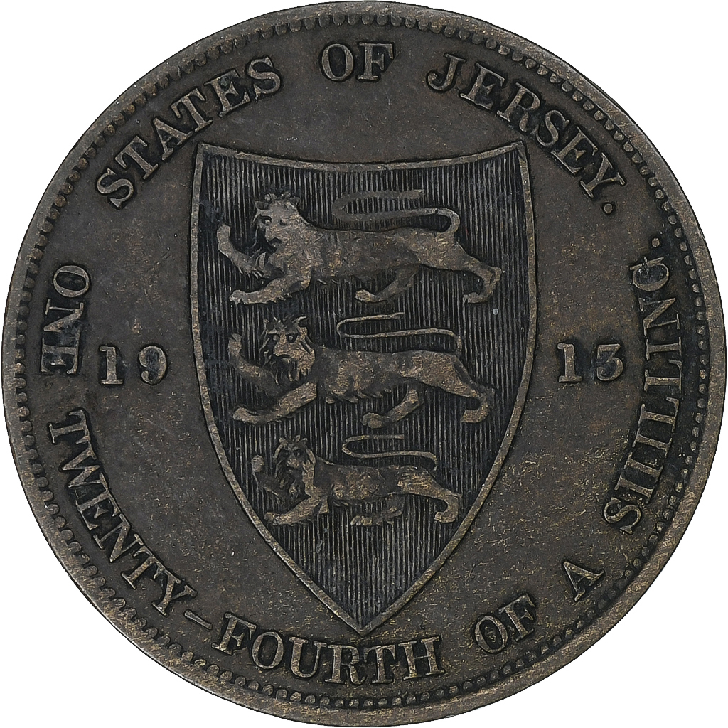 Jersey, George V, 1/24 Shilling, 1913, London, Bronze, , KM:11