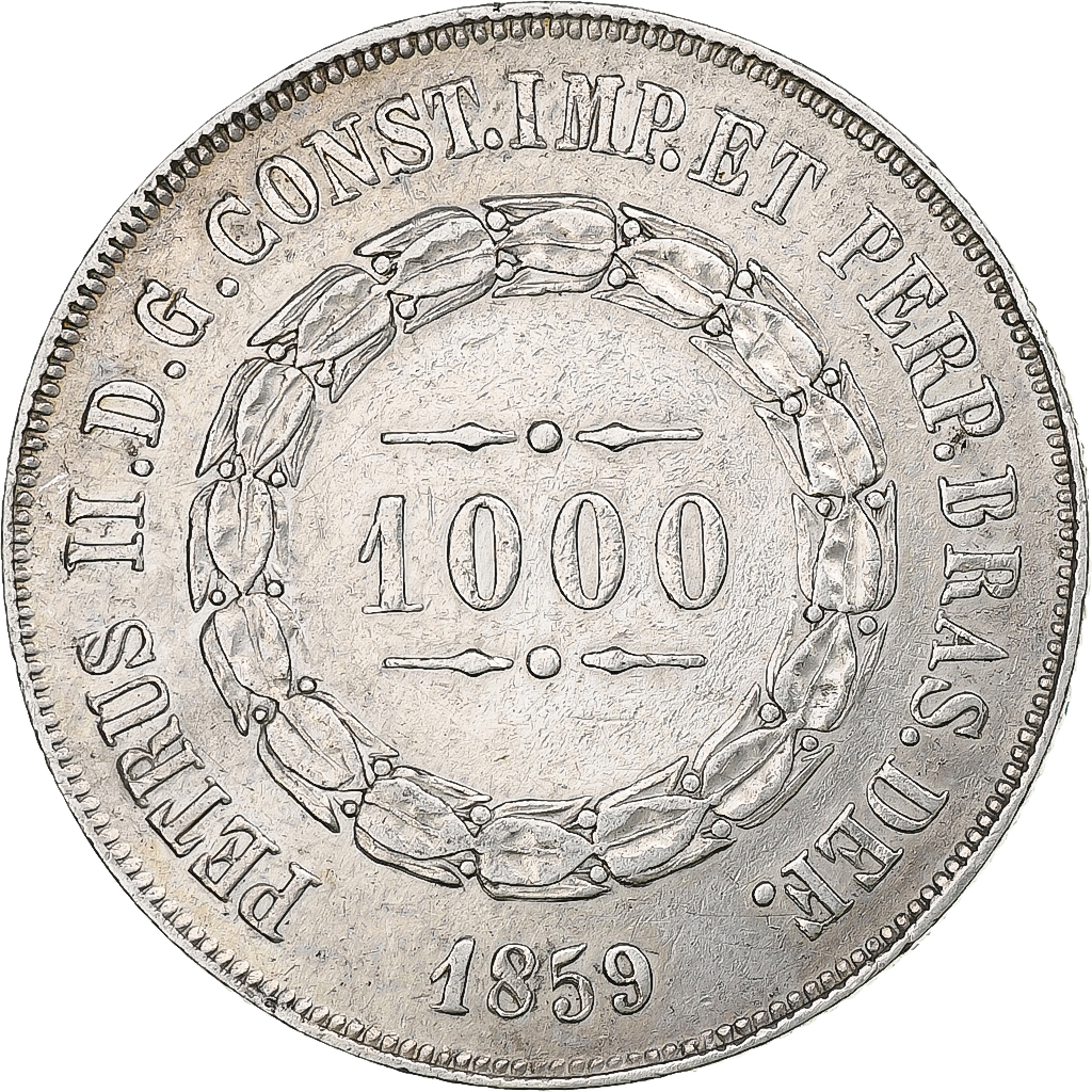 Brazil, Pedro II, 1000 Reis, 1859, Rio de Janeiro, Silver, , KM:465