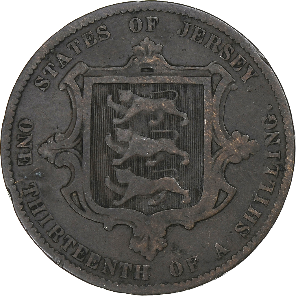 Jersey, Victoria, 1/13 Shilling, 1866, Bronze, , KM:5