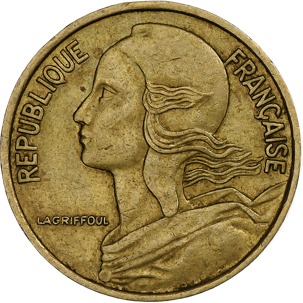 France, 5 Centimes, Marianne, 1974, Pessac, Aluminum-Bronze, 