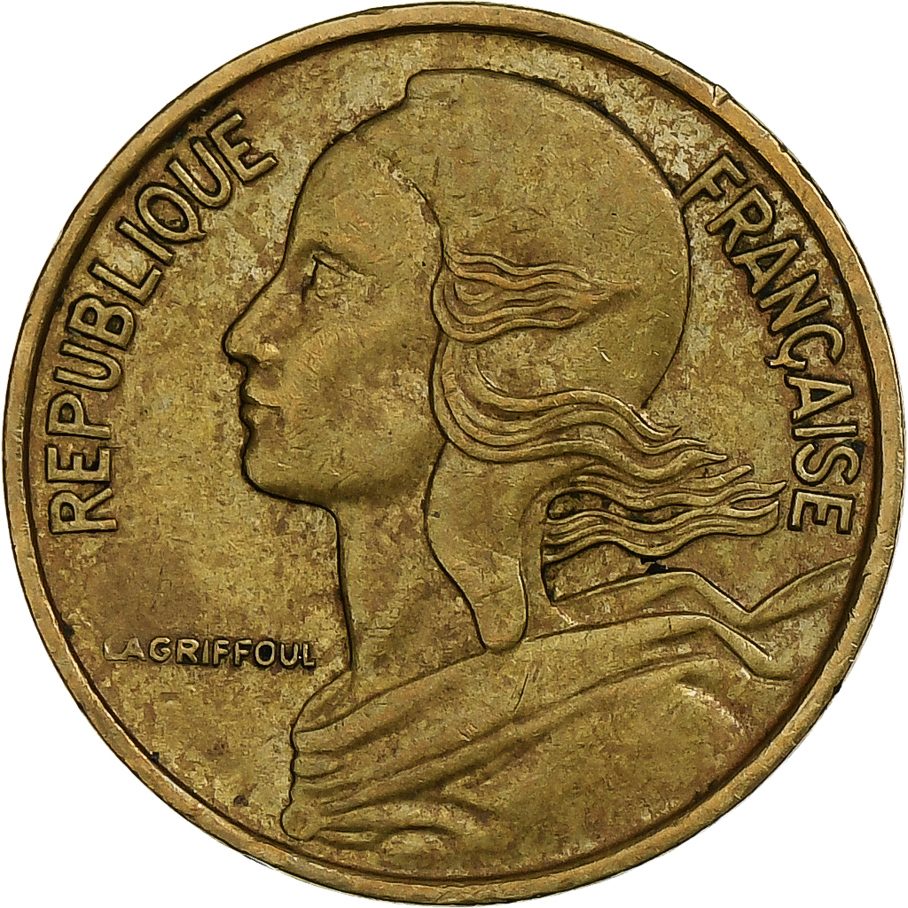 France, 5 Centimes, Marianne, 1967, Paris, Aluminum-Bronze, 