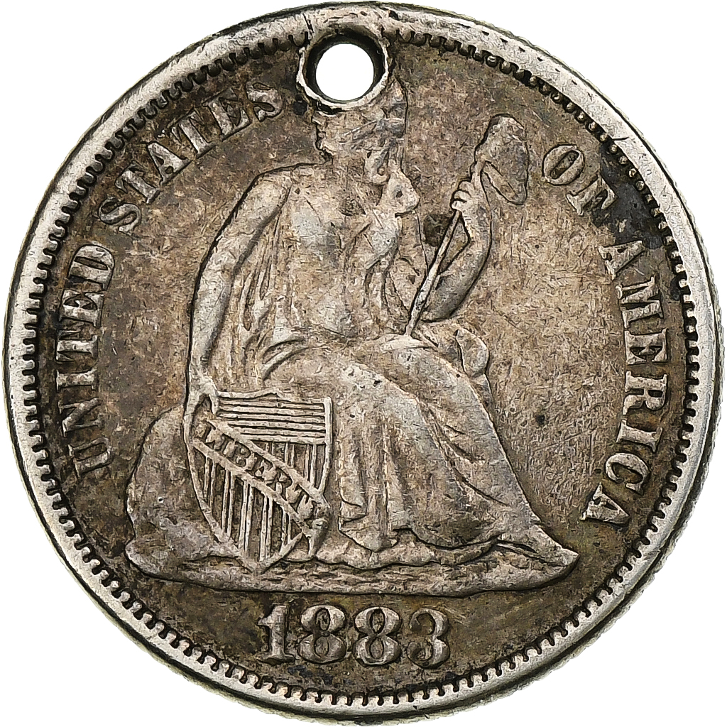 United States, Love Token, Seated Liberty, 1883, Silver, Collection Térisse