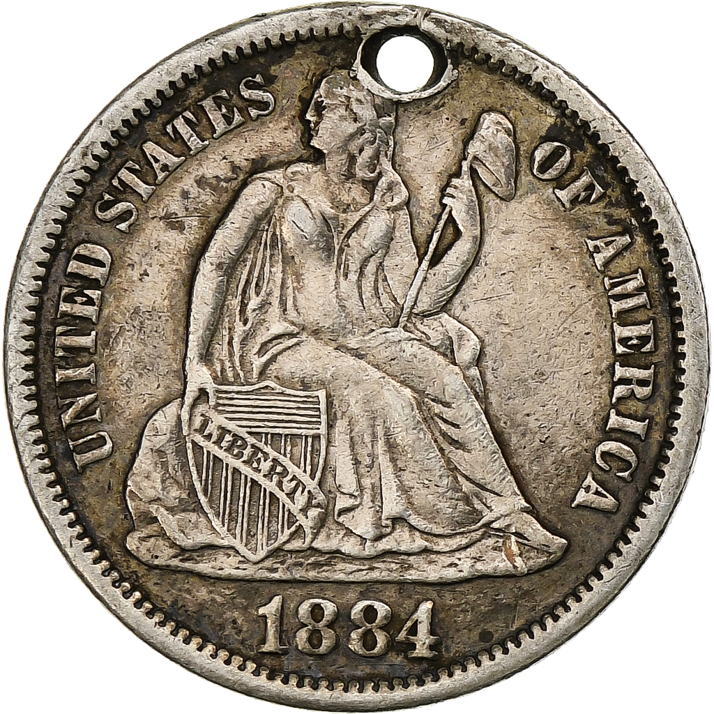 United States, Love Token, Seated Liberty, 1884, Silver, Collection Térisse