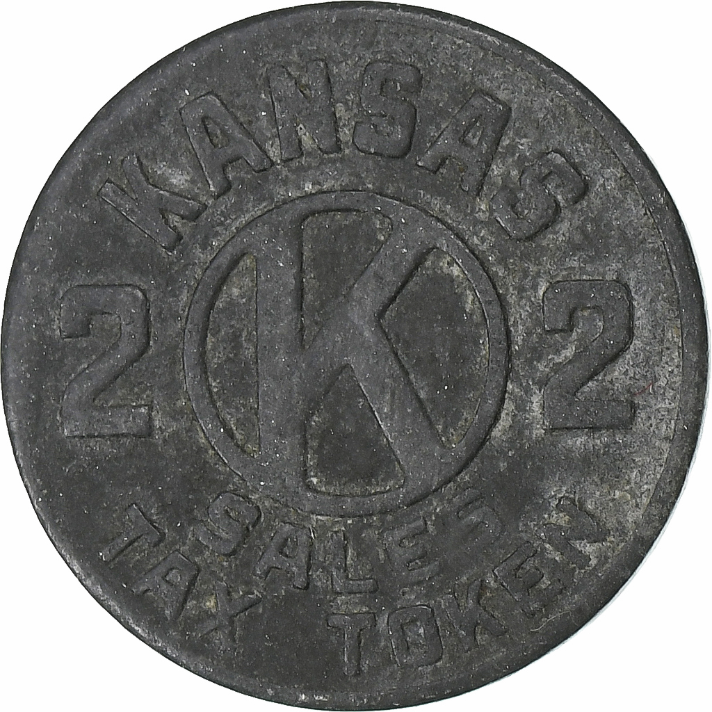 United States, Kansas, Sales Tax Token, 2 Mils, , Zinc