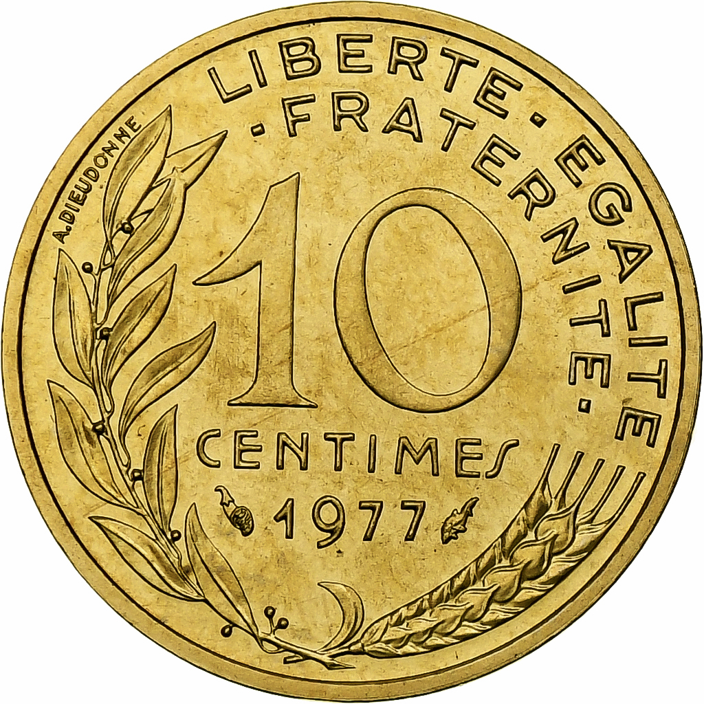 France, 10 Centimes, Marianne, 1977, Monnaie de Paris, série FDC