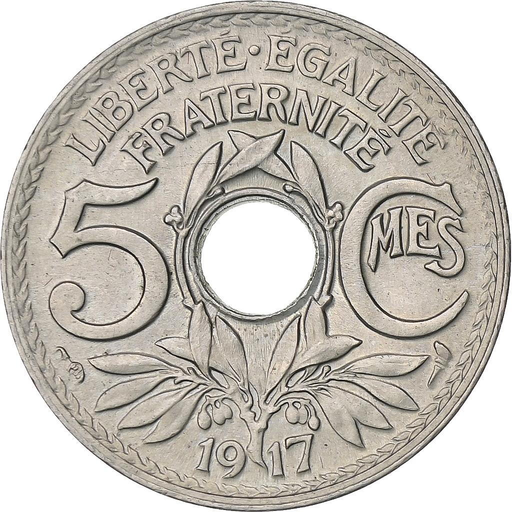 France, 5 Centimes, Lindauer, 1917, Paris, Copper-nickel, , Gadoury:169