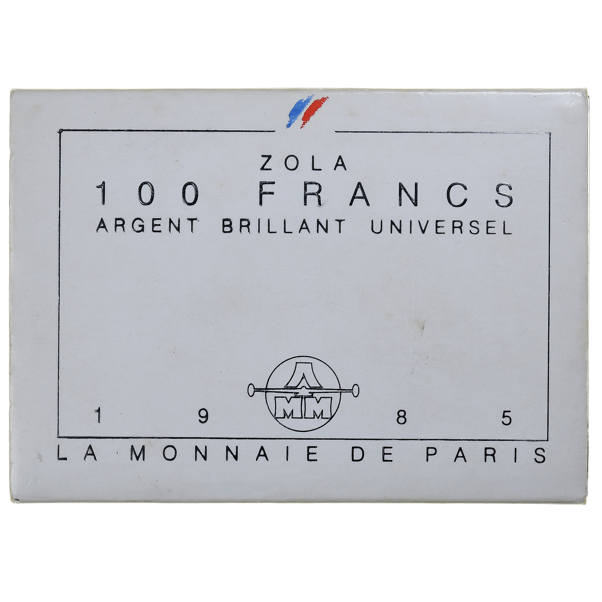 France, 100 Francs, Emile Zola Germinal, 1985, Monnaie de Paris, BU, Silver