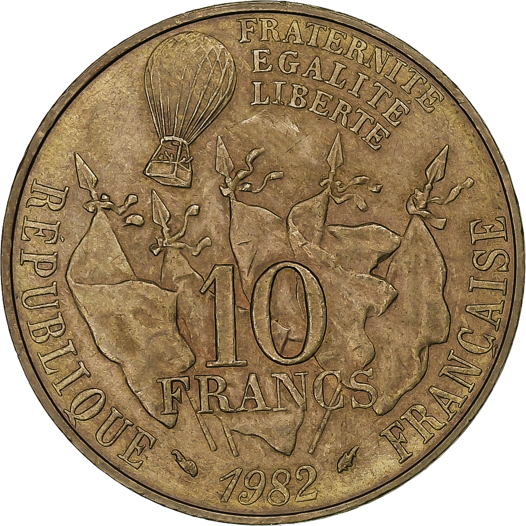 France, 10 Francs, Gambetta, 1982, Pessac, Copper-nickel Aluminium, 