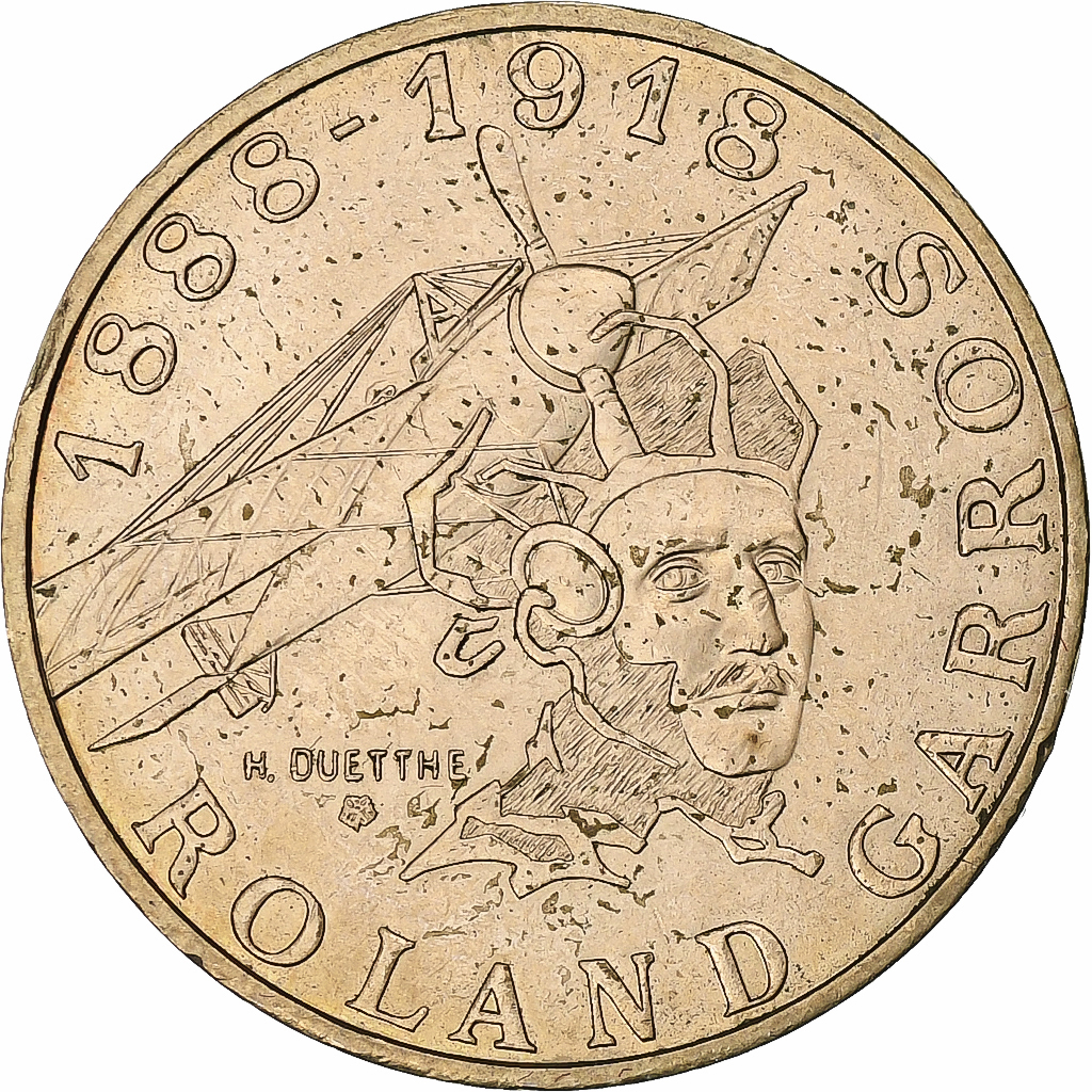 France, 10 Francs, Roland Garros, 1988, Pessac, Tranche B, Copper-nickel