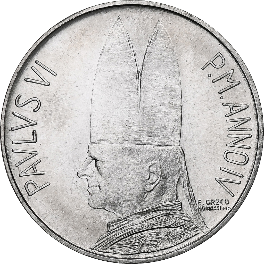 Vatican, Paul VI, 10 Lire, 1966 - Anno IV, Rome, Aluminum, MS(63), KM:87