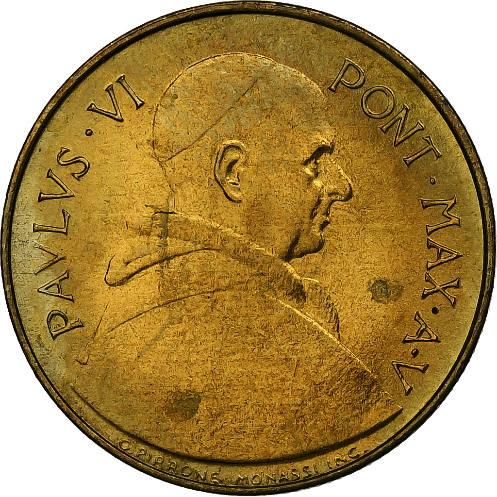 Vatican, Paul VI, 20 Lire, 1967 - Anno V, Rome, Aluminum-Bronze, MS, KM:96