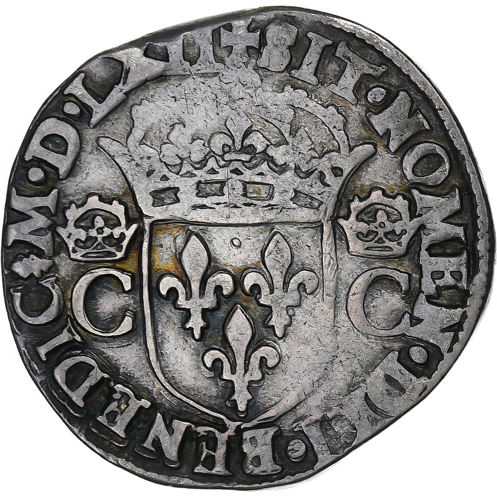 France, Charles IX, Teston aux 2 C couronnés, 1562, Nantes, Silver, 