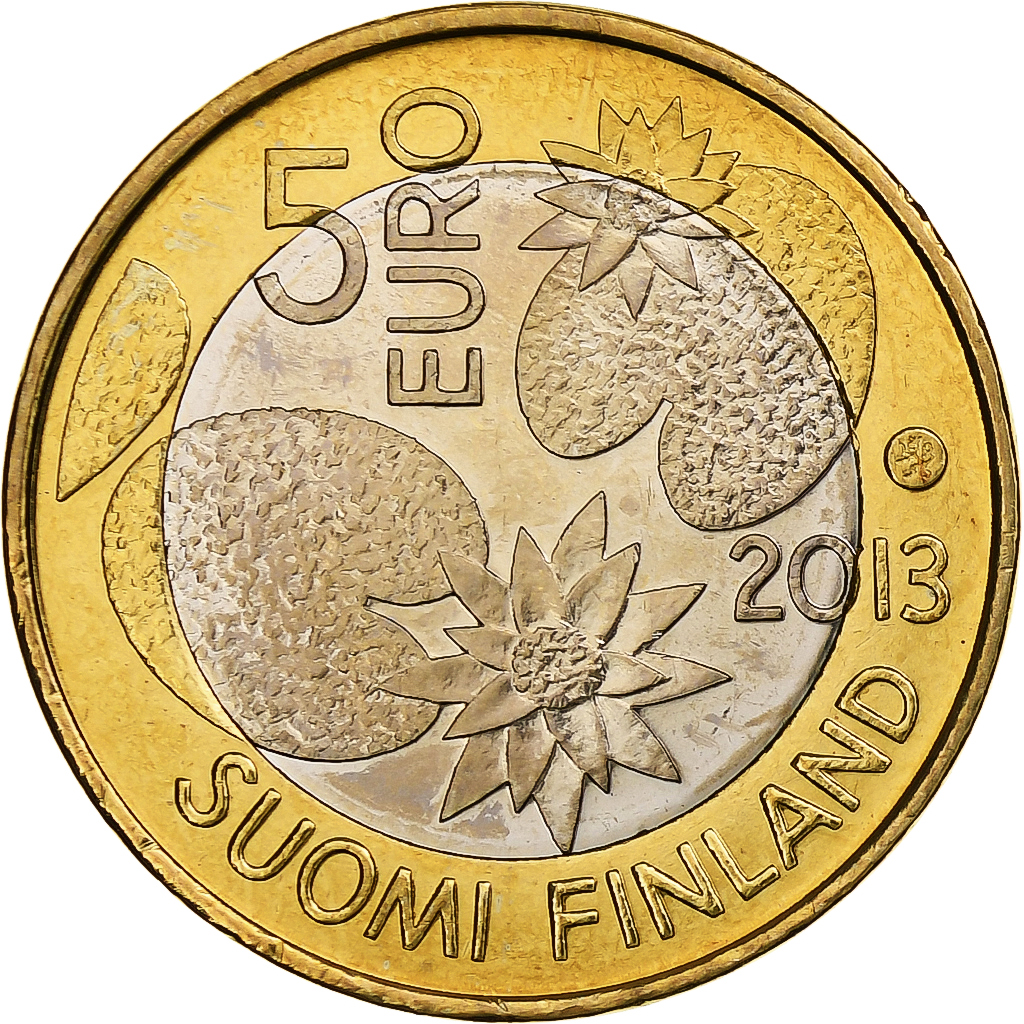 Finland, 5 Euro, Summer, 2013, Vantaa, Bi-Metallic, MS(63), KM:196