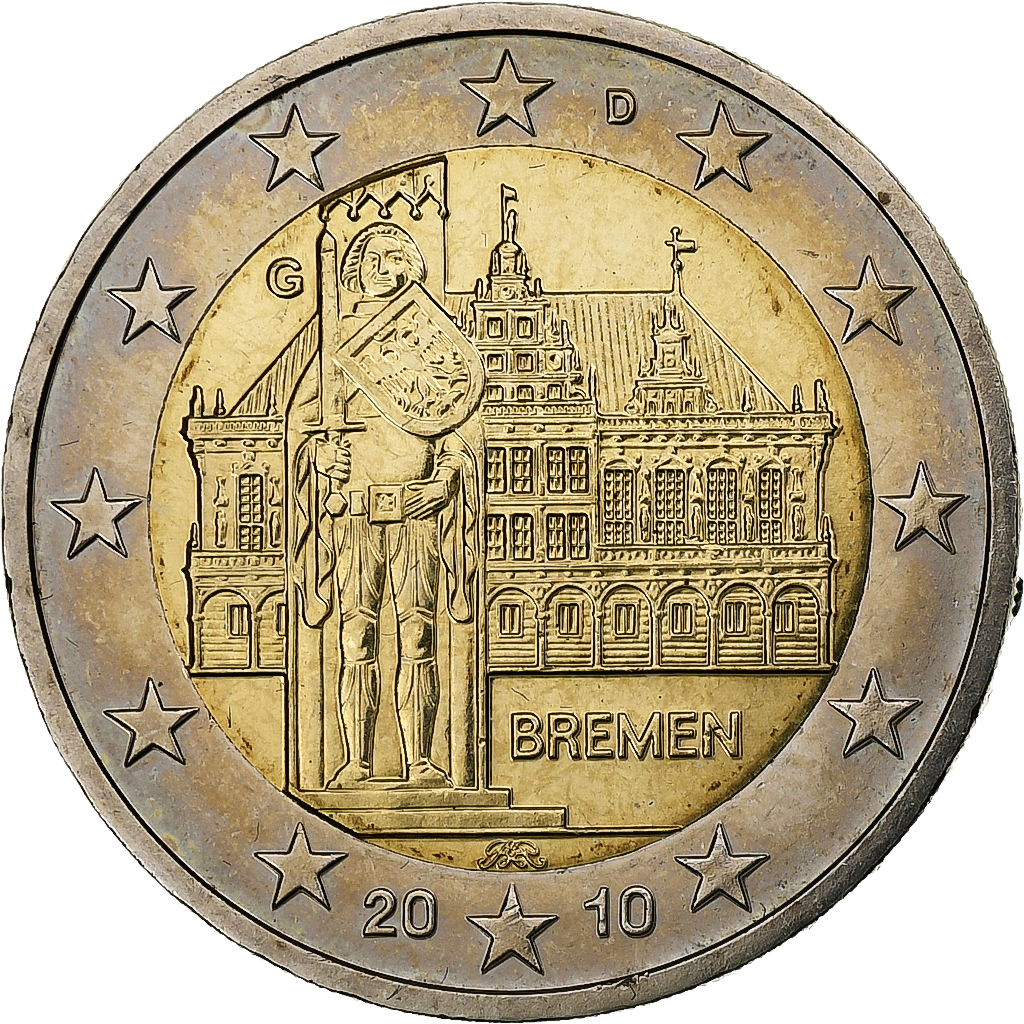 1285179] Germany, 2 Euro, Bremen, 2010, Karlsruhe, Bi-Metallic, MS
