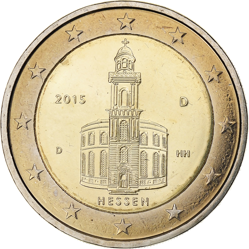 Germany, 2 Euro, Hessen, 2015, Munich, Bi-Metallic, 