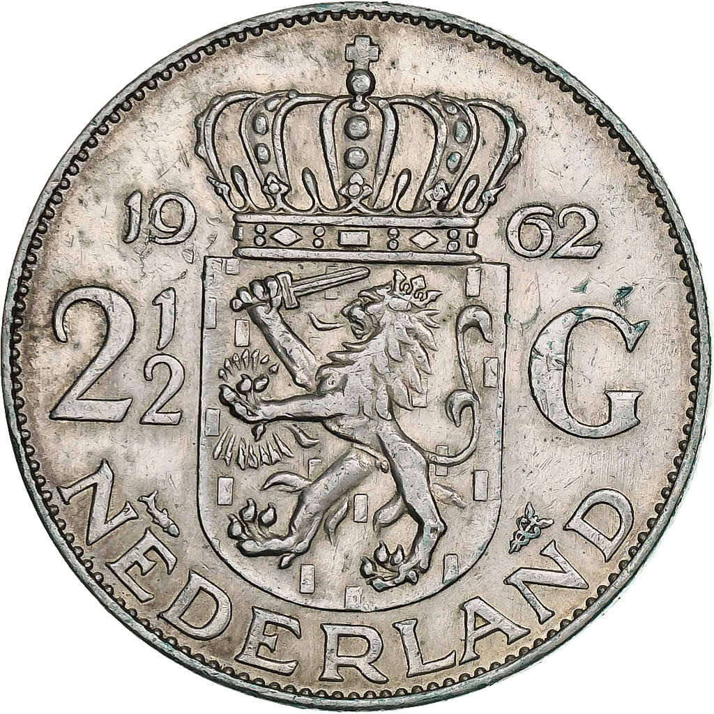 Netherlands, Juliana, 2-1/2 Gulden, 1962, Utrecht, Silver, , KM:185