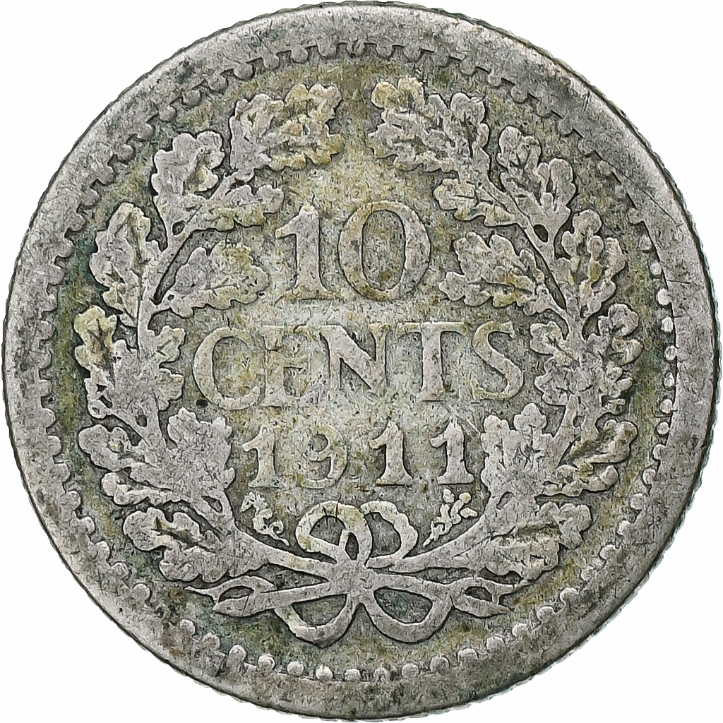 Netherlands, Wilhelmina I, 10 Cents, 1911, Utrecht, Silver, , KM:145