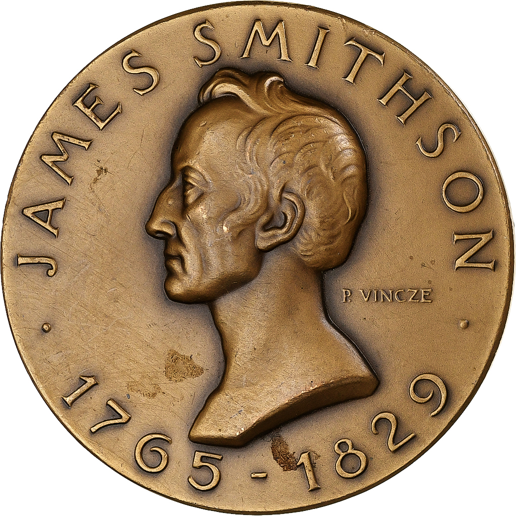 United States, Medal, James Smithson, 1965, Bronze, Vincze, 