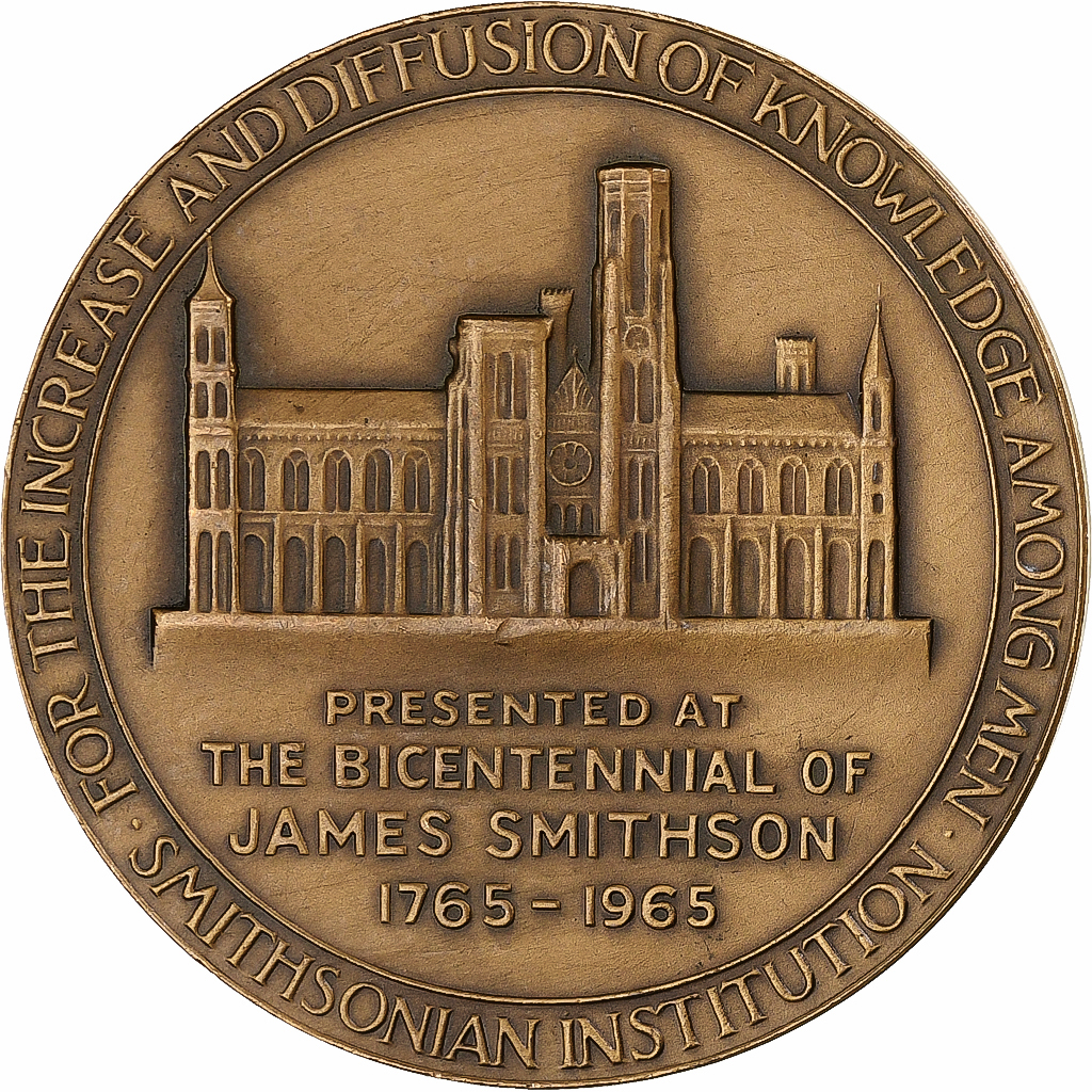 United States, Medal, James Smithson, 1965, Bronze, Vincze, 