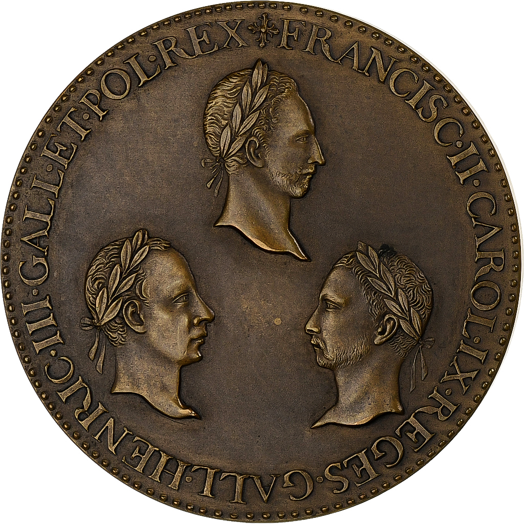 France, Medal, Catherine de Médicis et ses fils, Bronze, 