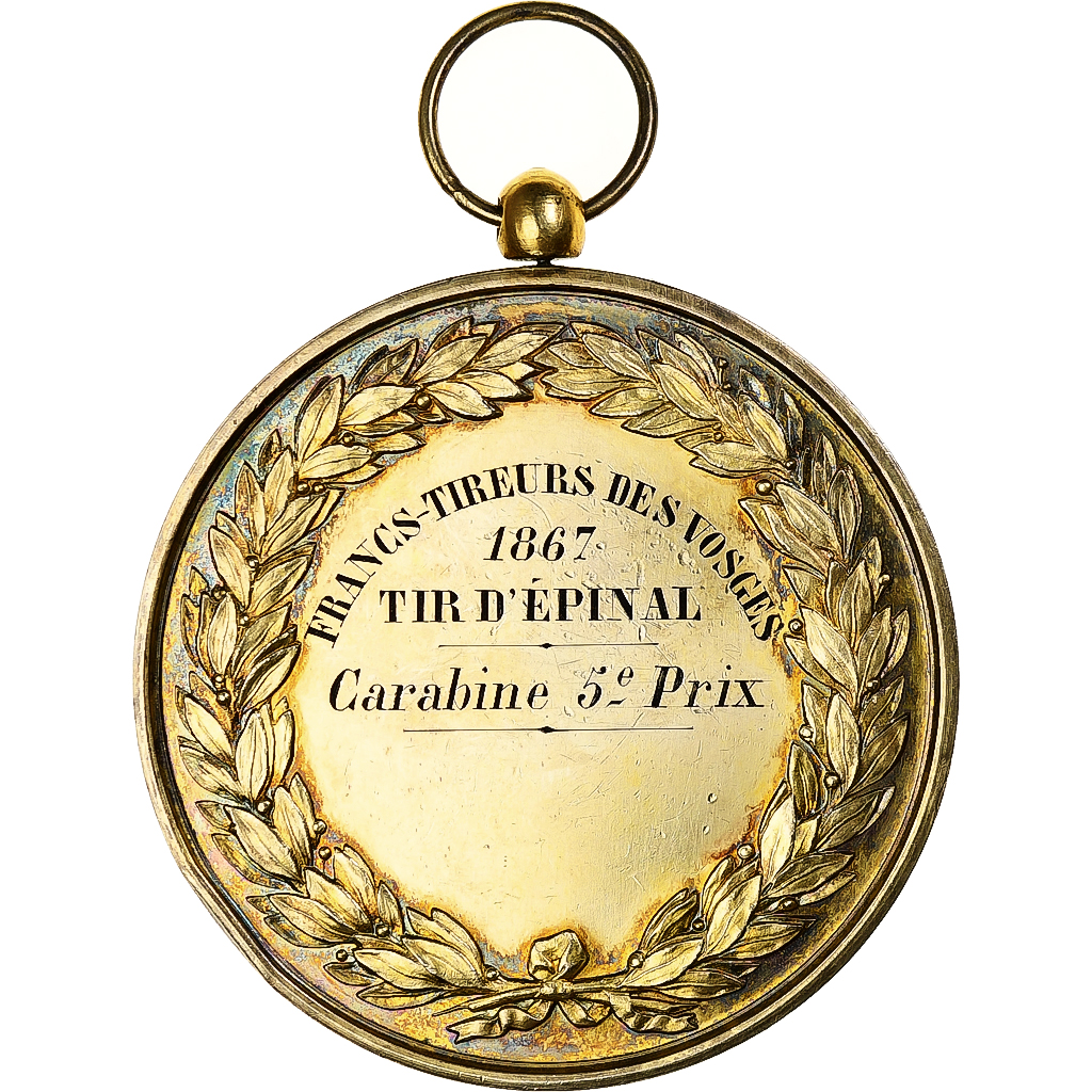 France, Medal, Napoléon III, Tir d'Épinal, 1867, Silver, Merley, 