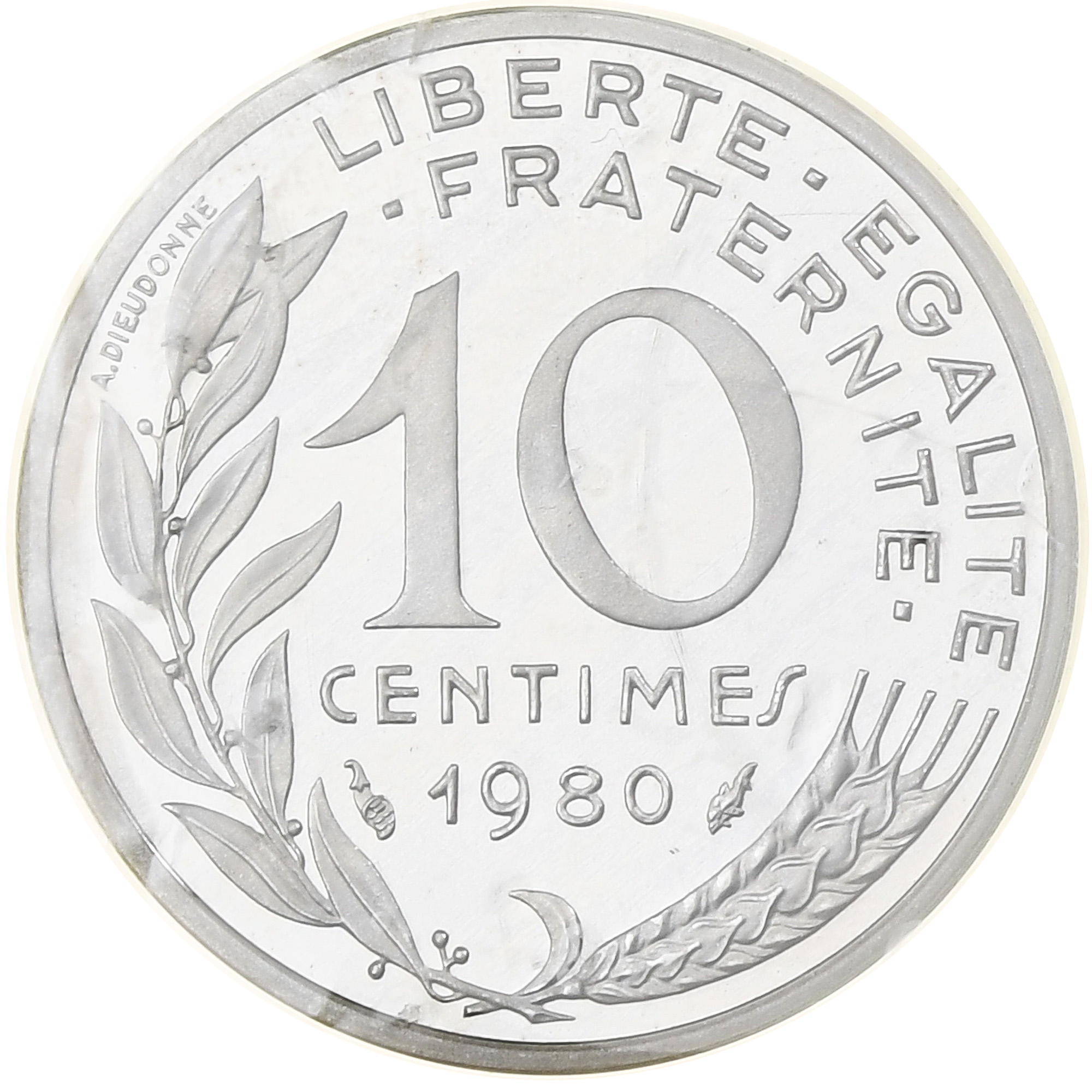 France, 10 Centimes, Marianne, 1980, MDP, Piéfort, Silver, 