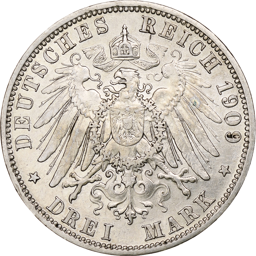 Kingdom of Prussia, Wilhelm II, 3 Mark, 1909, Berlin, Silver, , KM:527