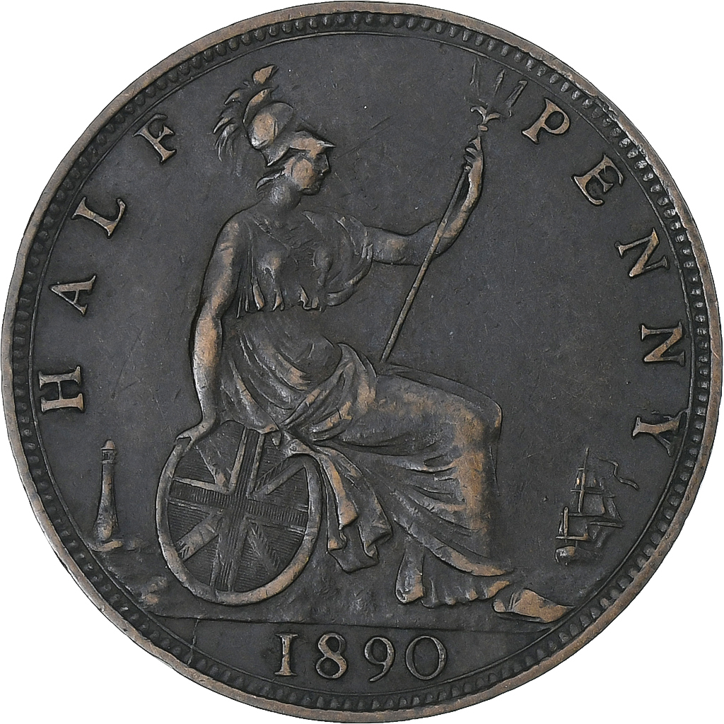 United Kingdom, Victoria, 1/2 Penny, 1890, London, Bronze, , KM:754