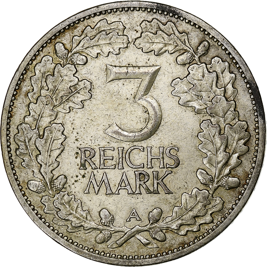 Germany, Weimar Republic, 3 Mark, Rhineland, 1925, Berlin, Silver, 
