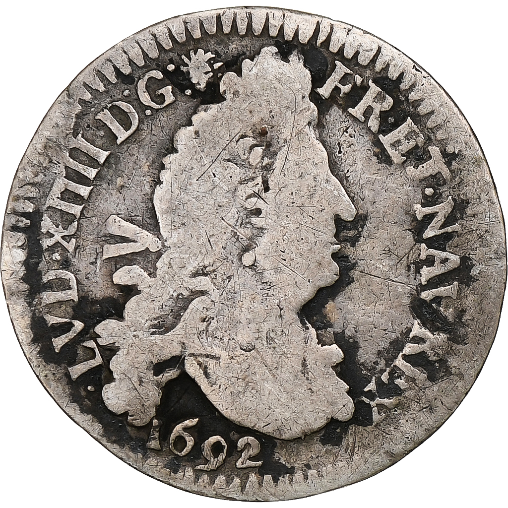 France, Louis XIV, 4 Sols aux 2 L, 1692, Bordeaux, reformed, Silver, 