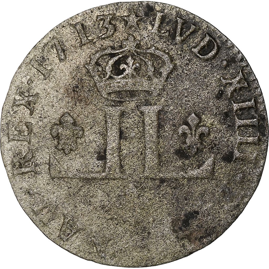 France, Louis XIV, XXX Deniers aux 2 L couronnés, 1713, Lyon, Billon