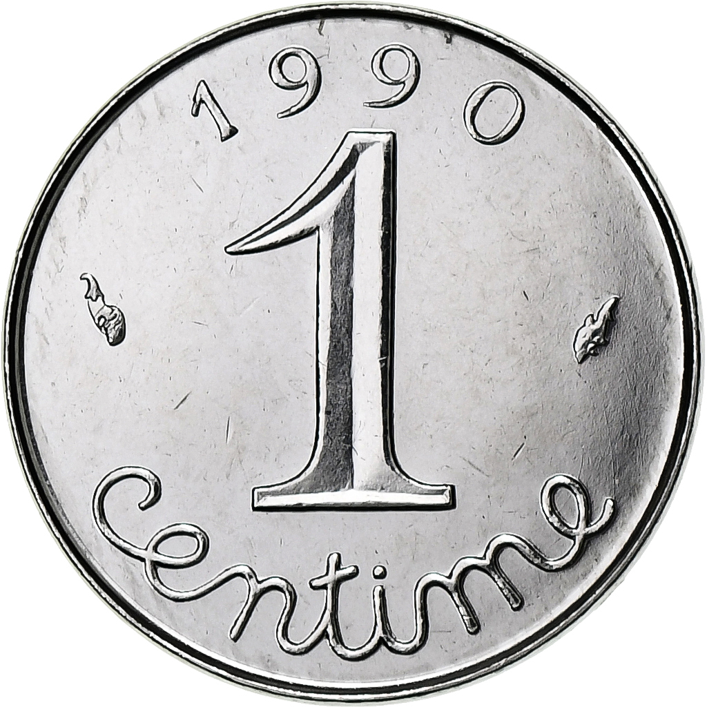 France, Centime, Épi, 1990, Monnaie de Paris, Stainless Steel, 