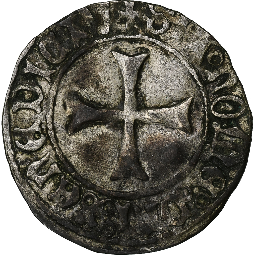 Duchy of Brittany, François Ier, Blanc à la targe, 1442-1450, Rennes, Billon